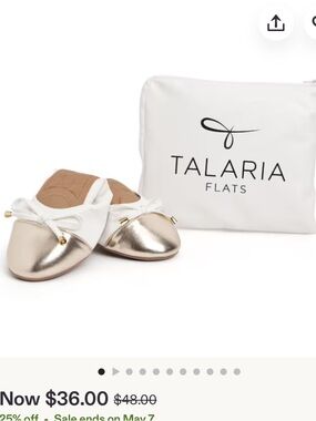 Flats Women’s Metallic Gold and White Foldable Ballet Flats